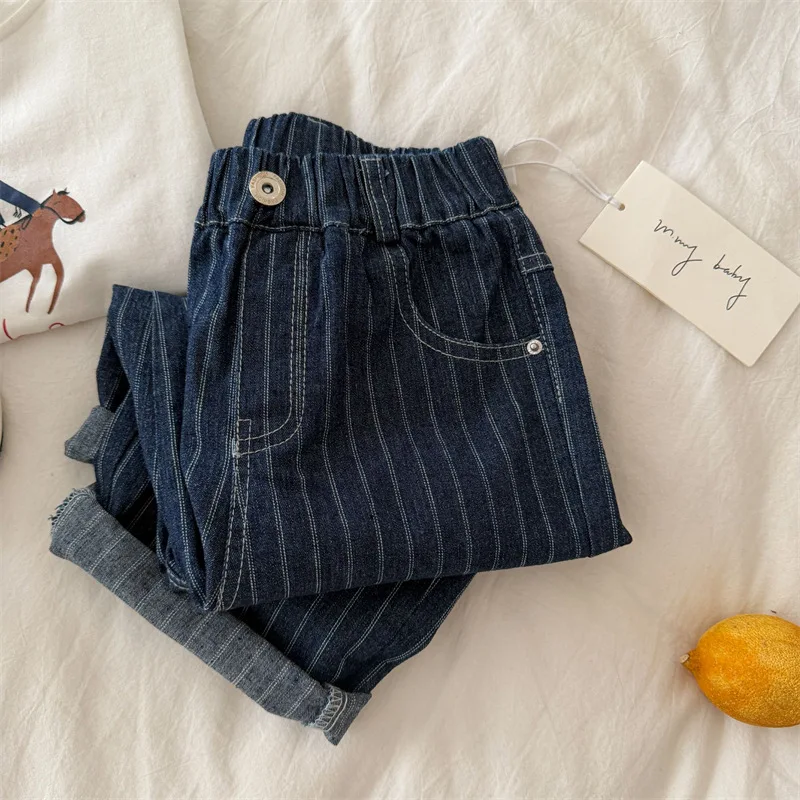 Children's Long Pants 2026 Spring New Arrival Boys' and Girls' Unique Striped Jeans Baby Versatile Straight Pants