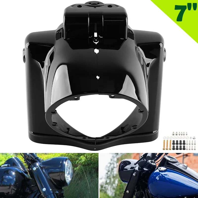 

7 Inch Motorcycle Black ABS Round Headlight Cabin Lamp Mask Protector Fits For Harley Touring Road King 2014-2023