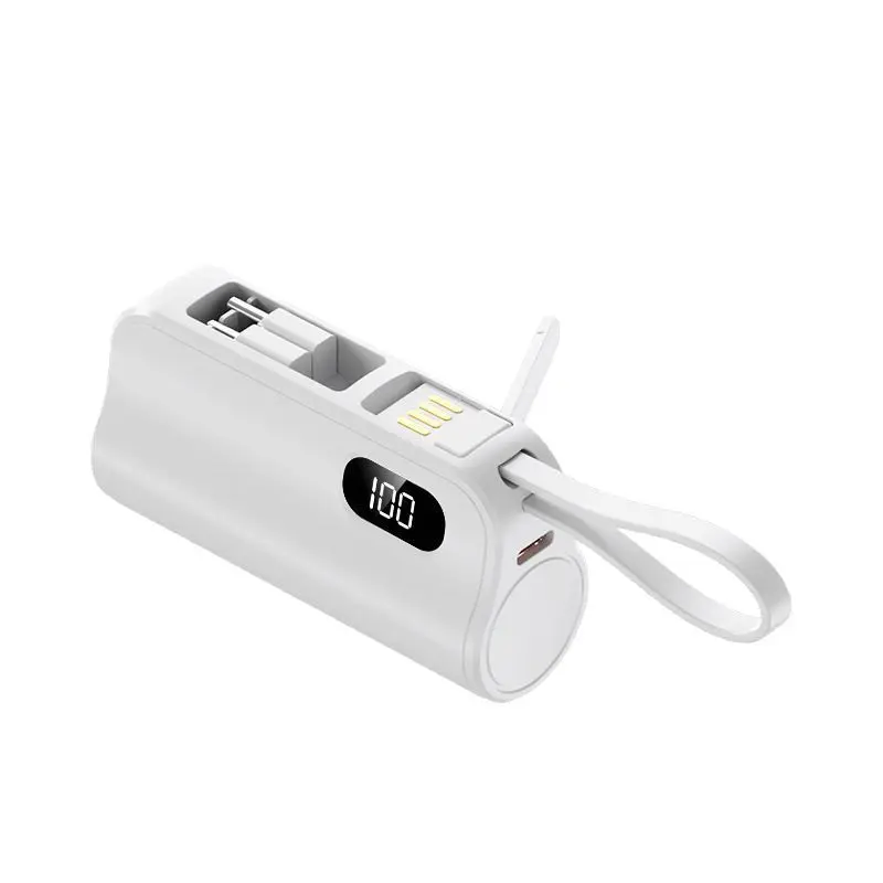 New Dual Plug Portable Mini Pocket Capsule with Its Own Cable Power Bank 10000mAh Tail Plug