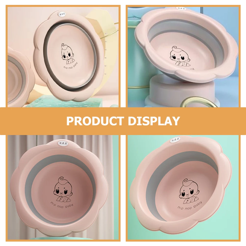 

1pc Collapsible Washbasin Baby Pink Folding Large Capacity Durable Reusable Easy Clean Save Space Travel Portable for Toddlers