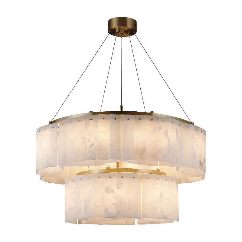 

Nordic simple all-copper marble chandelier post-modern light luxury living room creative personality