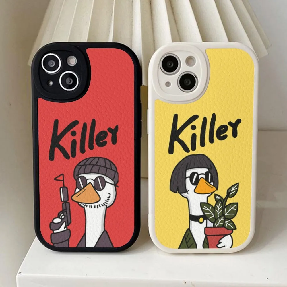 Cartoon Killer Leon Uncle Girl Phone Case Hard Leather For iPhone 14 13 12 Mini 11 14 Pro Max Xs X Xr 7 8 Plus Fundas