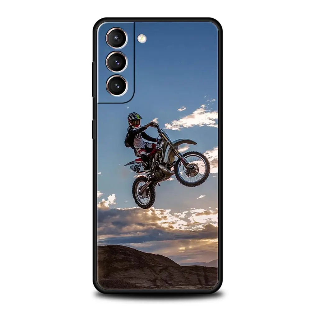 Moto Cross Motorcycle Sports Phone Case For Samsung Galaxy S23 S22 S21 Ultra S20 FE 5G S10 S9 S24 Plus S10E Cover Silicone Shell