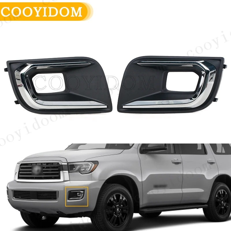 

Противотуманный светильник для Toyota Sequoia 2018, 2019, 2020, 2011, 2022, хромированный противотуманный светильник, светильник с отделкой, решетка, гриль, черный