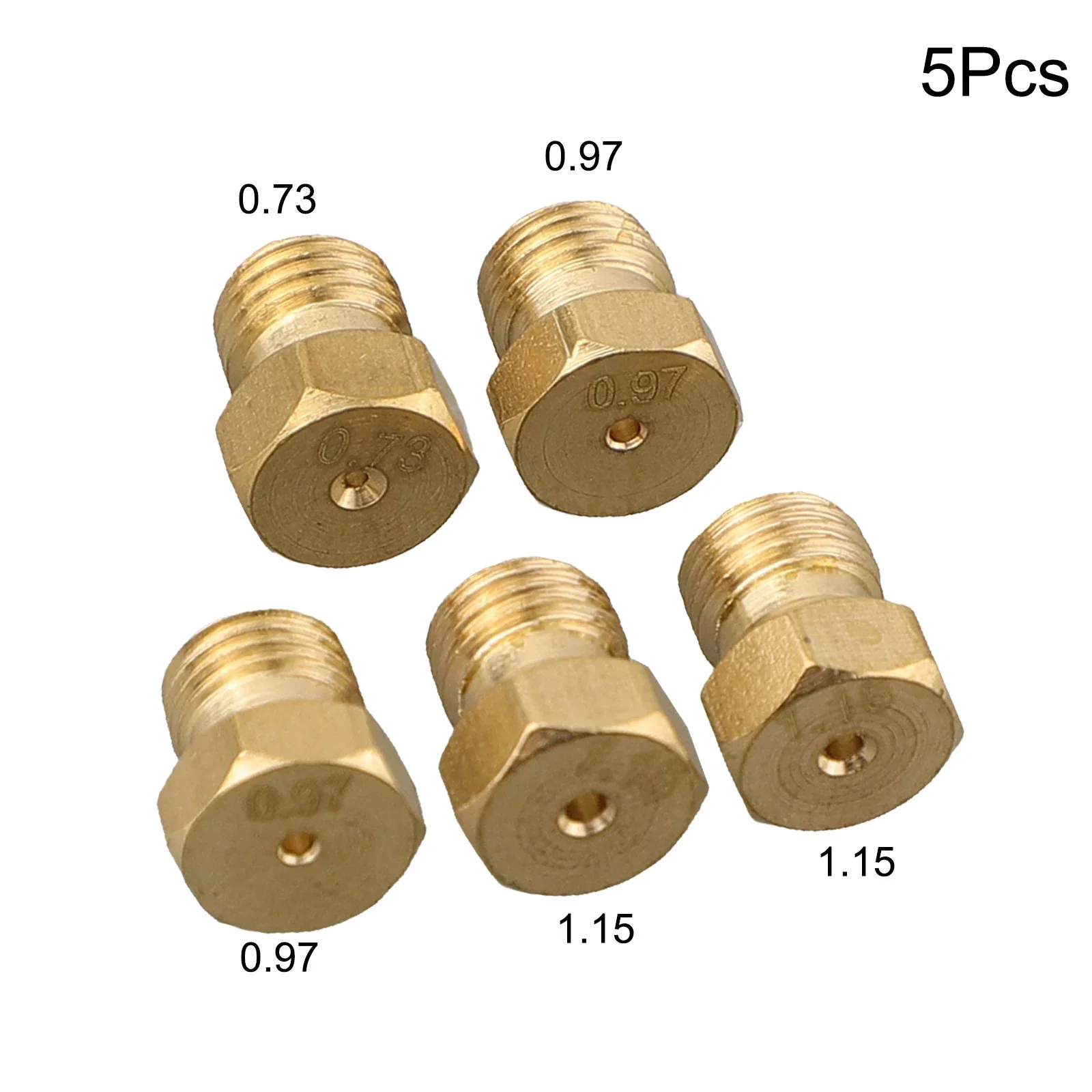 5PCS M6*0.75 Natural -LPG Gas Jet Burner Hob Injector Propane Nozzle Conversion Kit 0.73/0.97/0.97/1.15/1.15 Nozzles Injectors