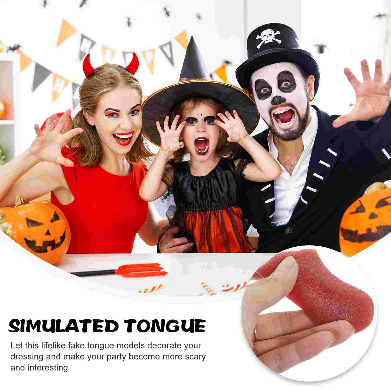 2 Pcs Tricky Tongue False Fake for Prank Toys Props Halloween Decor Fool's Day Model