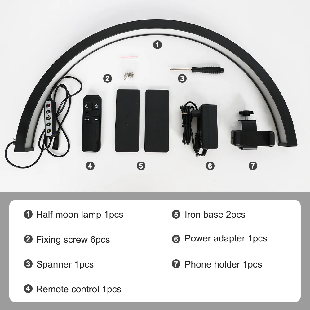 Lampada da tavolo per unghie da 30 pollici 39W 364led luce per unghie lega di alluminio dimmerabile 3000K-6500K lampada a mezza luna per estensioni