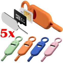 2IN1 Universal Sim SD Card Tray Opening Tool with Soft Silicone Protector Cover Anti-lost Tray Ejector Pin Needle Opener Ejector