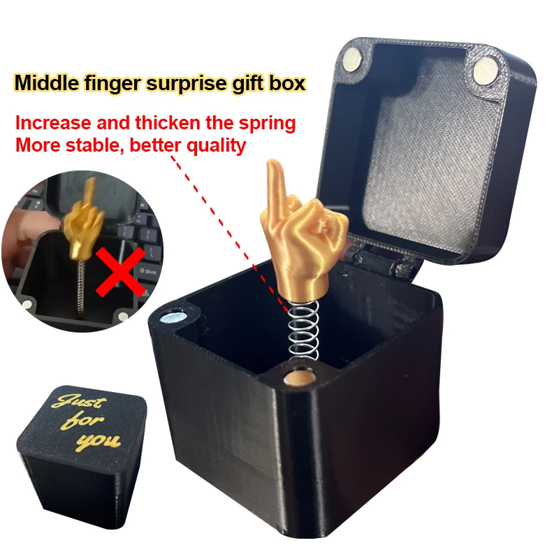 Upgrade Style Middle Finger Surprise Gift Boxs Christmas Fun Prank Gift Offices Desk Home Decor Gift Decoration Model