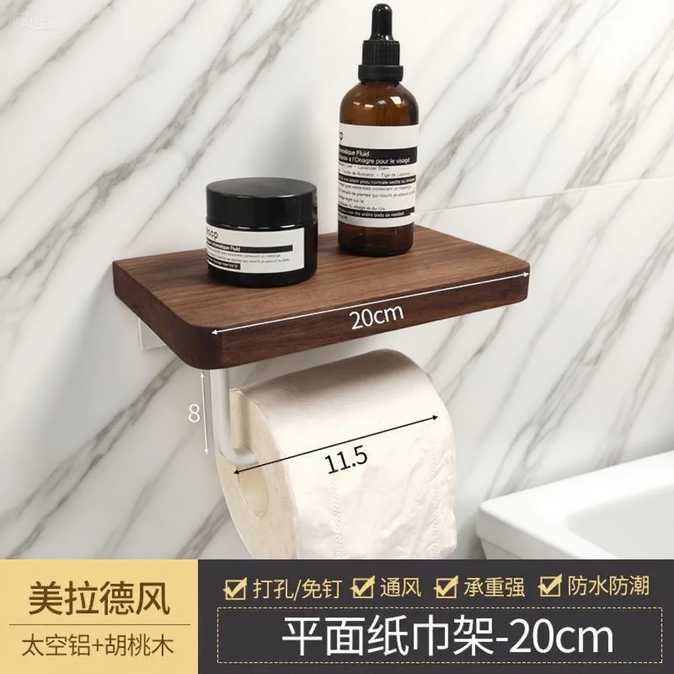 Solid wood Toilet paper holder Carton shelf  holder Toilet tissue box Walnut roll paper holder