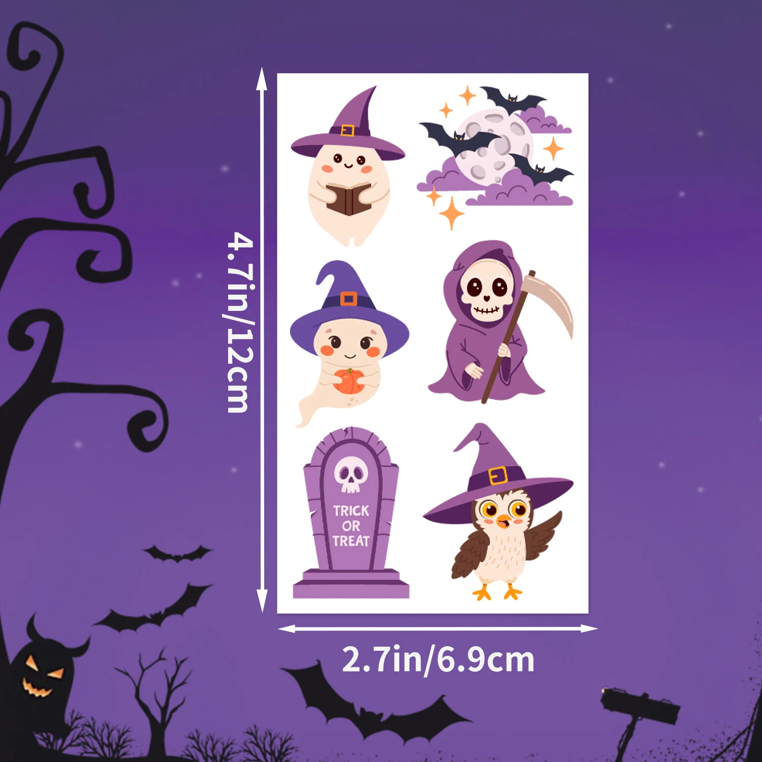 وشم مؤقت للهالوين، لوازم تزيين حفلات أعياد الميلاد، حشوات أكياس الهالوين الجيدة، المكافآت، 10 أوراق #5