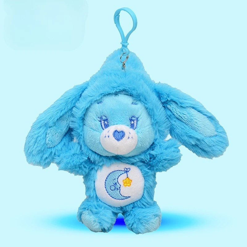New Cute Care Bears Rabbit Ear Plush Keychain Furry Decoration Trendy Key Holder Fashionable Rabbit Ear Design Birthday Gifts