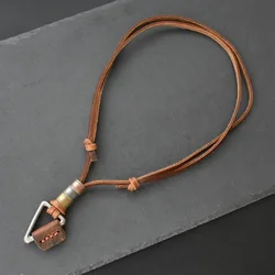 1Pc Handmade Vintage Leather Triangle Pendant Necklace Rope Chain Necklaces Men&Women Punk Jewlery Accessories Wholesale