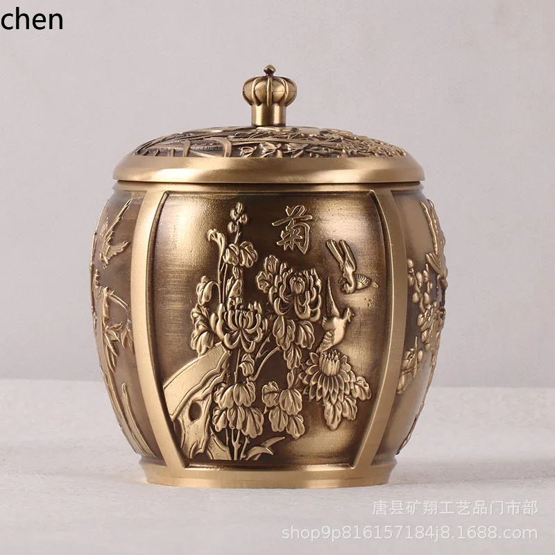 ZMLbrass production Meilan bamboo chrysanthemum tea can change jar home decoration handicraft pendulum 2