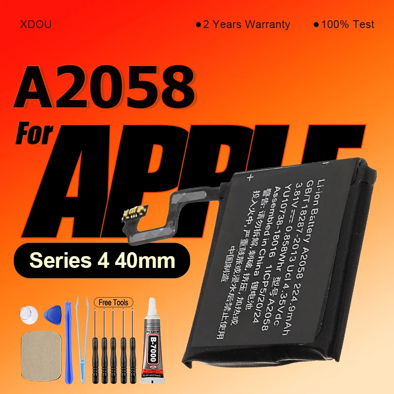 224.9mAh NEW Battery A2058 For Apple Watch Series 4 40mm A2058 A1975 A1977 Watch Bateria + Tools