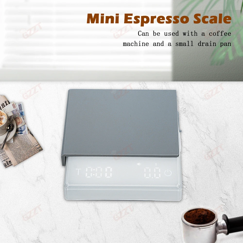 GZZT Mini Coffee Electronic Scale Weighing Espresso Display coffee powder to Water Ratio for Pour Over Coffee 2in1 Scale