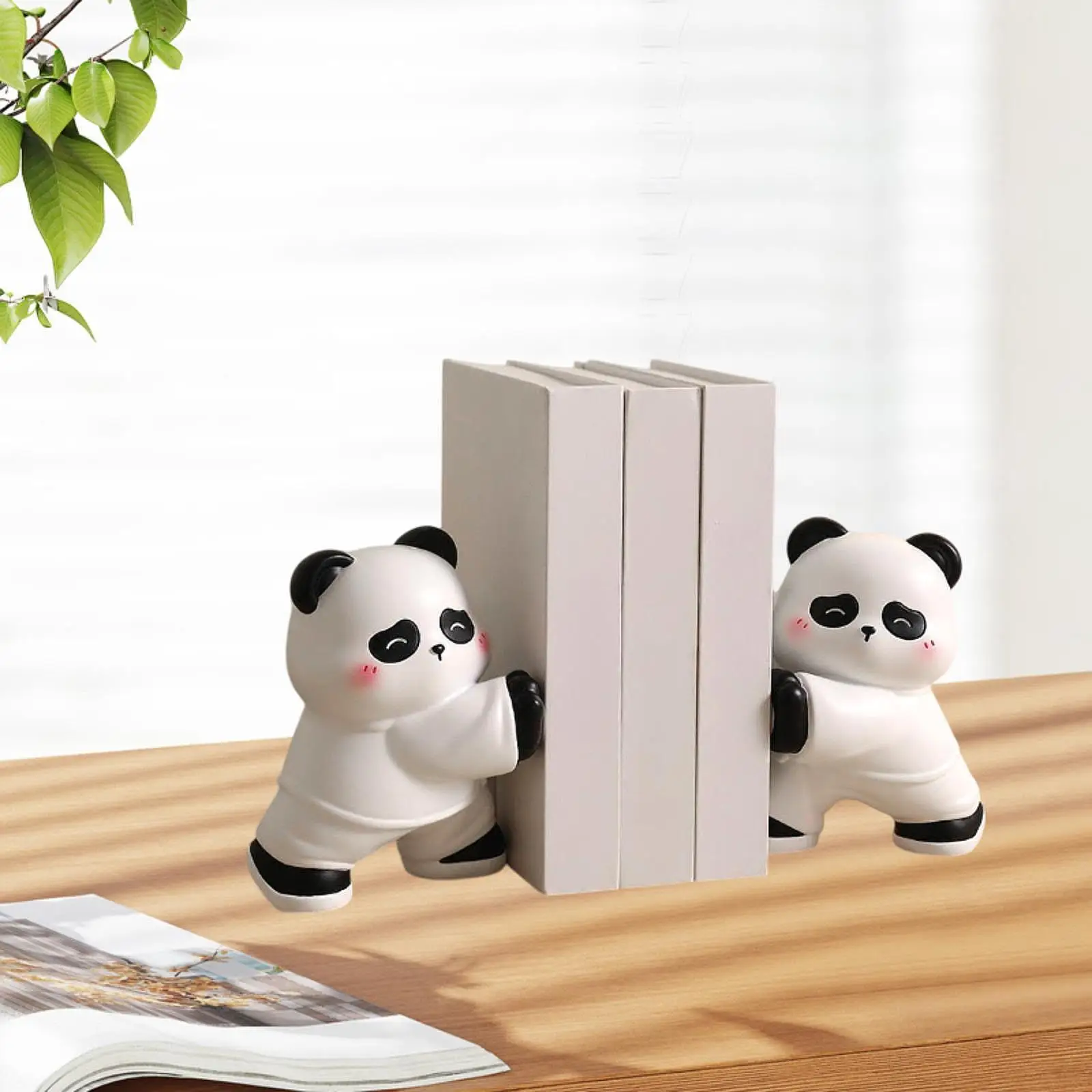 2 Buah Ornamen Resin Tugas Berat Ujung Buku Panda untuk Rak Patung Dudukan Buku Dekoratif untuk CD Rumah, Dapur Kantor