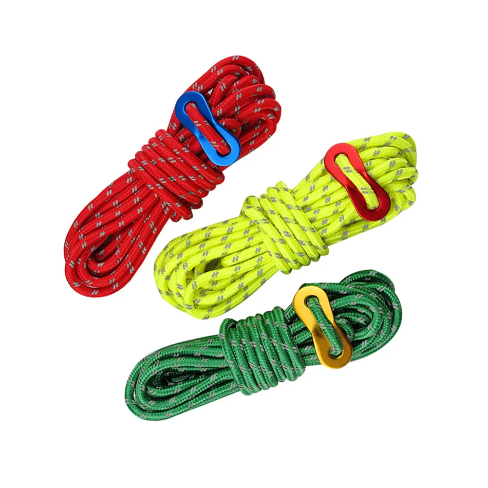 

3 Pcs Reflective Wind Rope Night Visibility Camping Gear Thick Tent Lines Polyester Durable Soft Touch Survival Tools