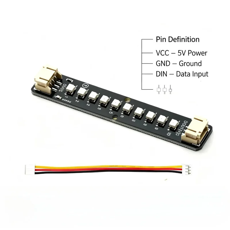 WS2812B 10 LEDs RGB LED Bar Module Programmable 5V Full Color Light, Compatible with Arduino ESP32 Electronic DIY 1PCS/3PCS/5PCS