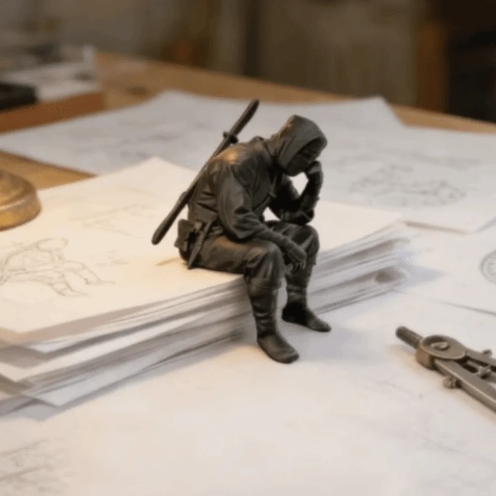 Creative 3D Printed Ninja Figurine Japanese Style Decoration Seated Warrior Sculpture Funny Samurai Statue Bookshelf