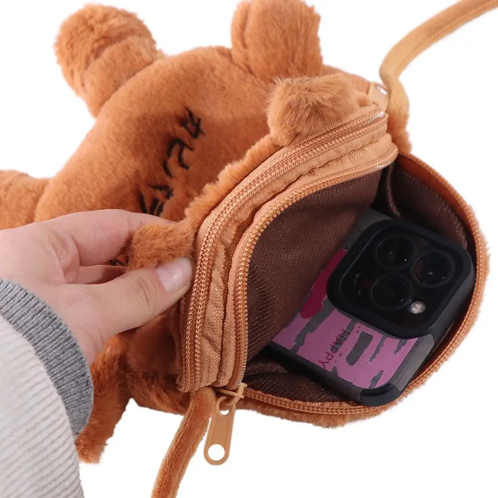 Cosmetics Storage Bag Cartoon Capybara Crossbody Bag Cute Soft Doll Shoulder Bag Purse Fluffy Mobile Phone Pouch Children