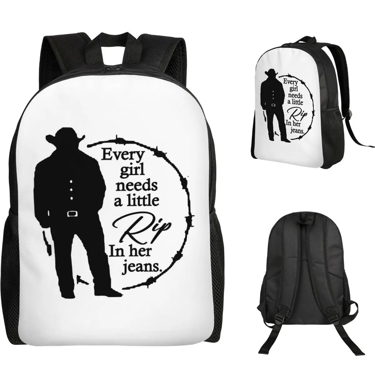 Every Girl Needs A Little Rip In Her Jeans Dutton Ranch Yellowstone Backpack Student BookBag School Bag Laptop Shoulder Bags