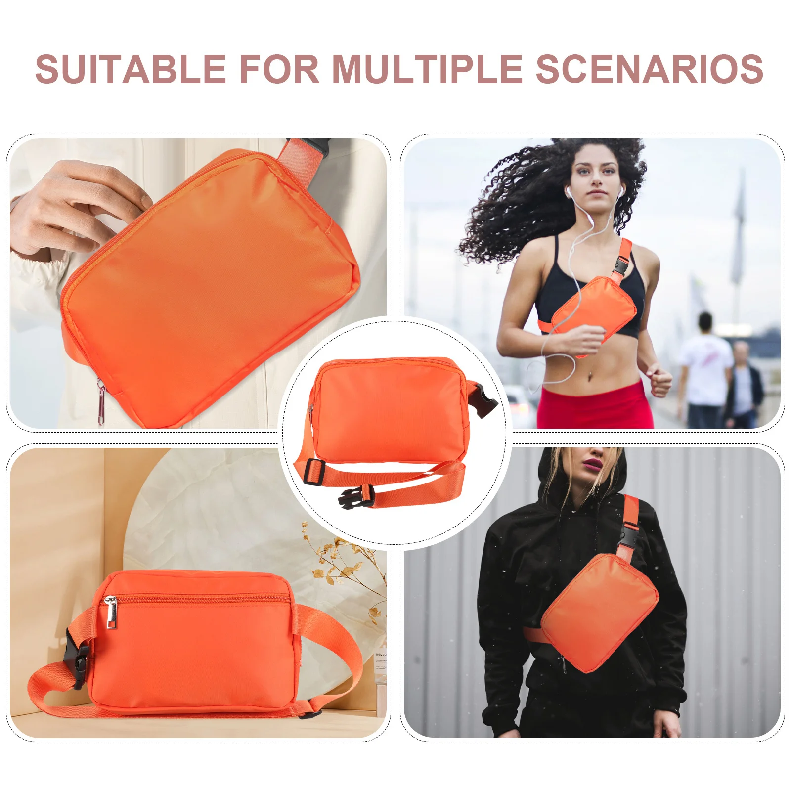 Wear-Resistant Waterproof Waist Bag Adjustable Belt Outdoor Chest Pack Fanny Pack for Travel Running Cycling Sports