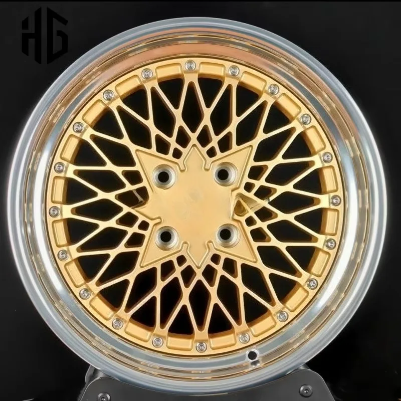 Forged 3 Piece Deep Concave Aluminum Alloy Wheels Hub For High-end Cars Double Step Lip Gold Wheel Rims Customized Sizes 22''