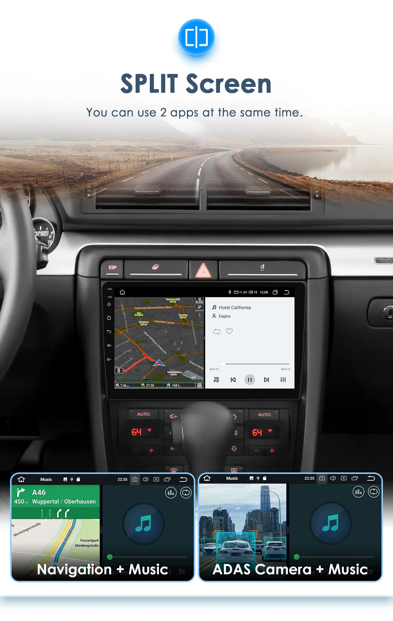 Hizpo CarPlay Android 14 Auto Radio for For Audi A4 B6 B7 S4 RS4 1999-2008 Seat Exeo 4G Car Multimedia GPS 2din Autoradio System