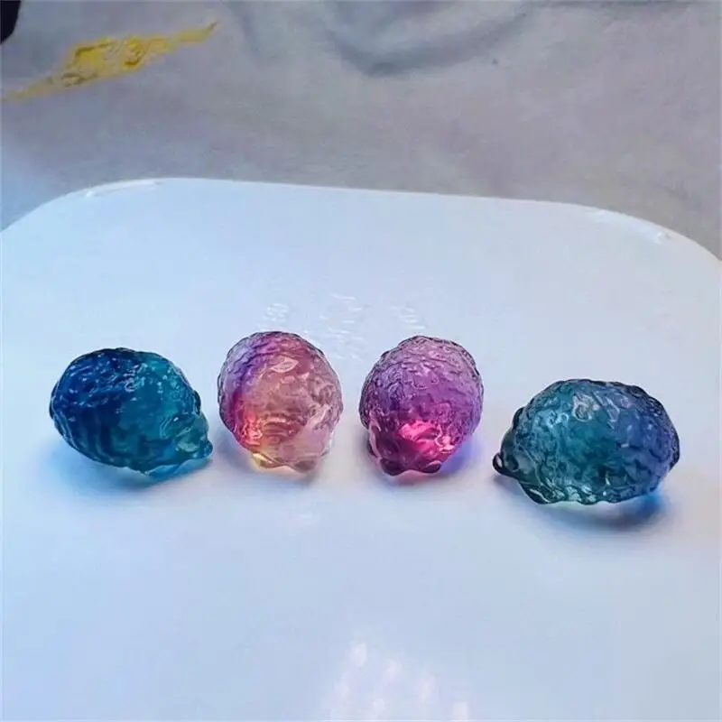 10PCS Natural Fluorite Hedgehog Carving Mineral Stone Crystal Figurine Healing Quartz 17MM Reiki Lucky Cute Festival Gift 17MM