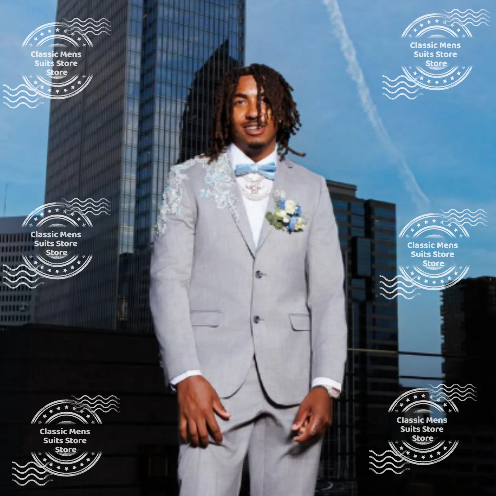 

Мужской костюм с вышивкой и пайетками, индивидуальный пошив, 2 предмета, свадебный смокинг для жениха, простой, элегантный, приталенный крой.