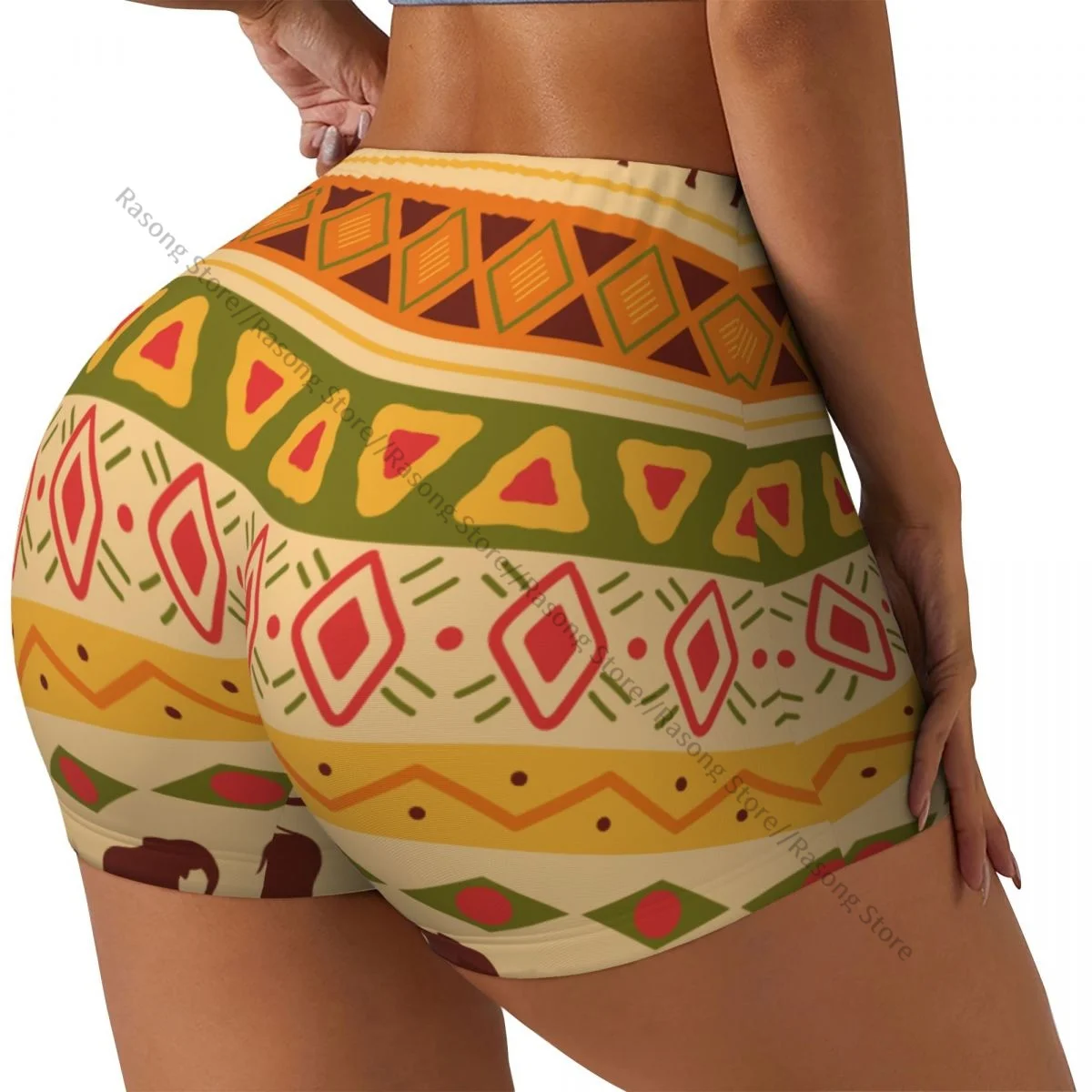 Women's Yoga Shorts African Pattern Scrunch Booty Butt Lifting Comfort Fitness Gym