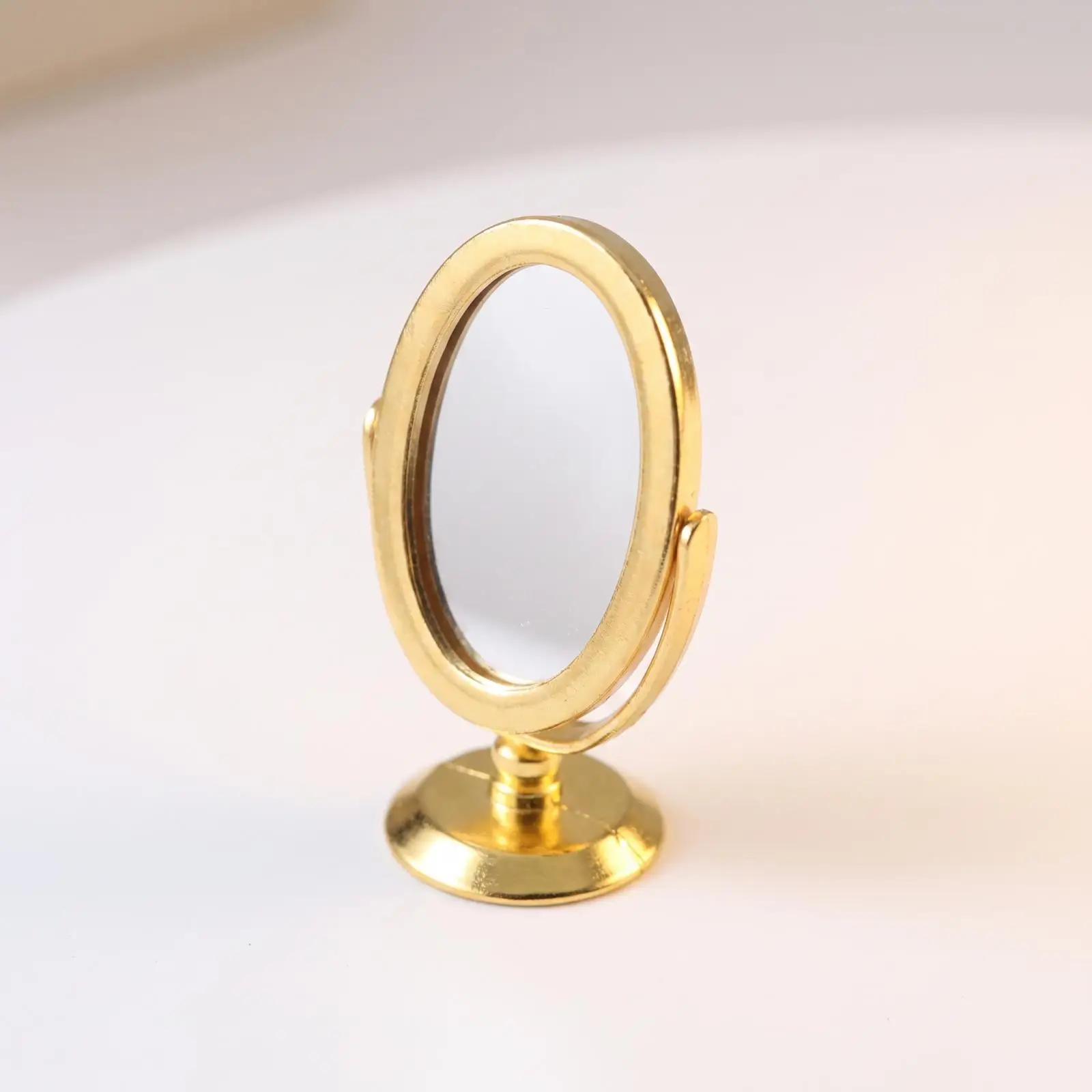 Dollhouse Vanity Mirror Tiny Oval Pedestal Base for Miniature Room Decor Scene