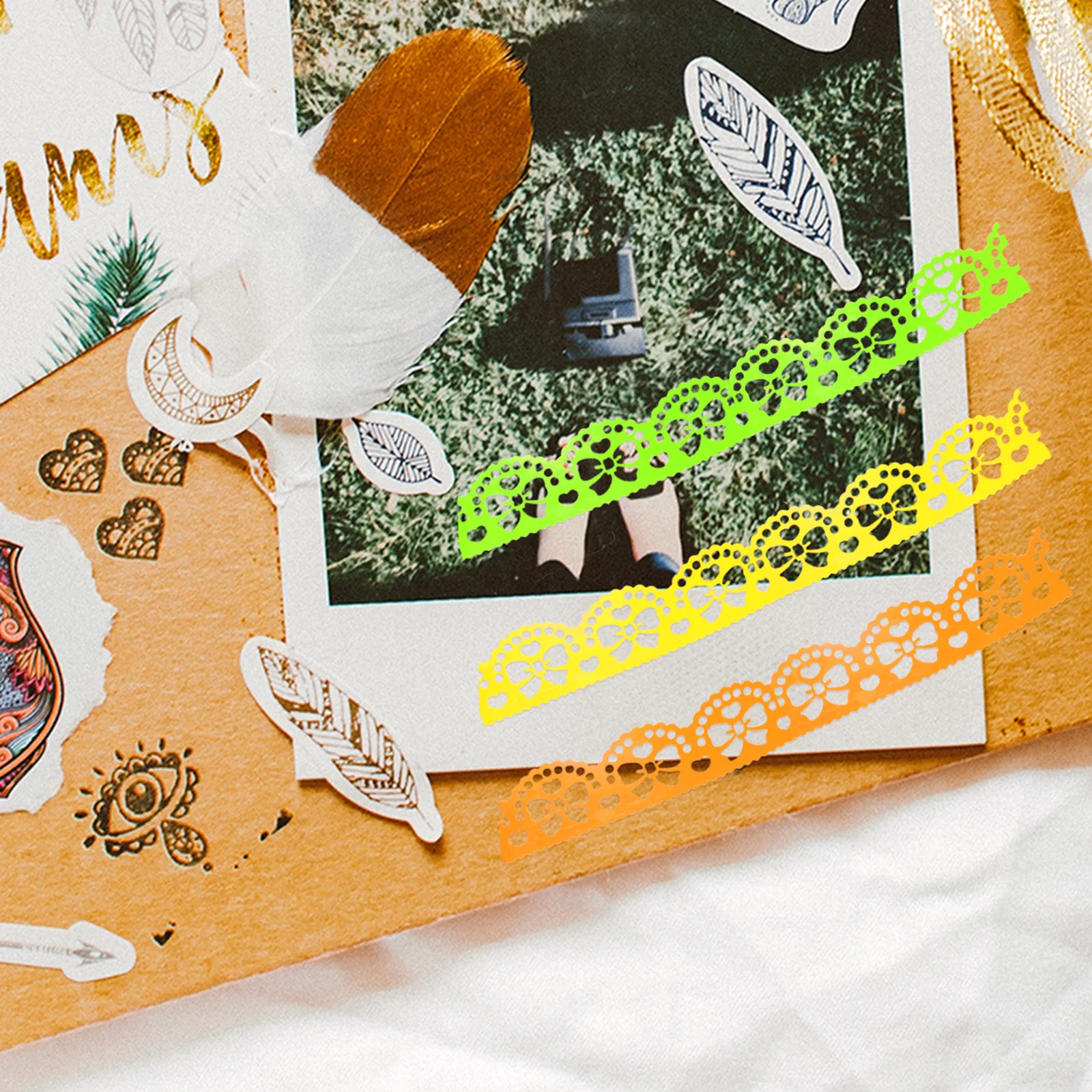 12 قطعة أشرطة الدانتيل الأنيقة المجوفة ذاتية اللصق لألبومات الصور سكرابوكينغ DIY بها بنفسك اكسسوارات الديكور شريط دانتيل مجوف