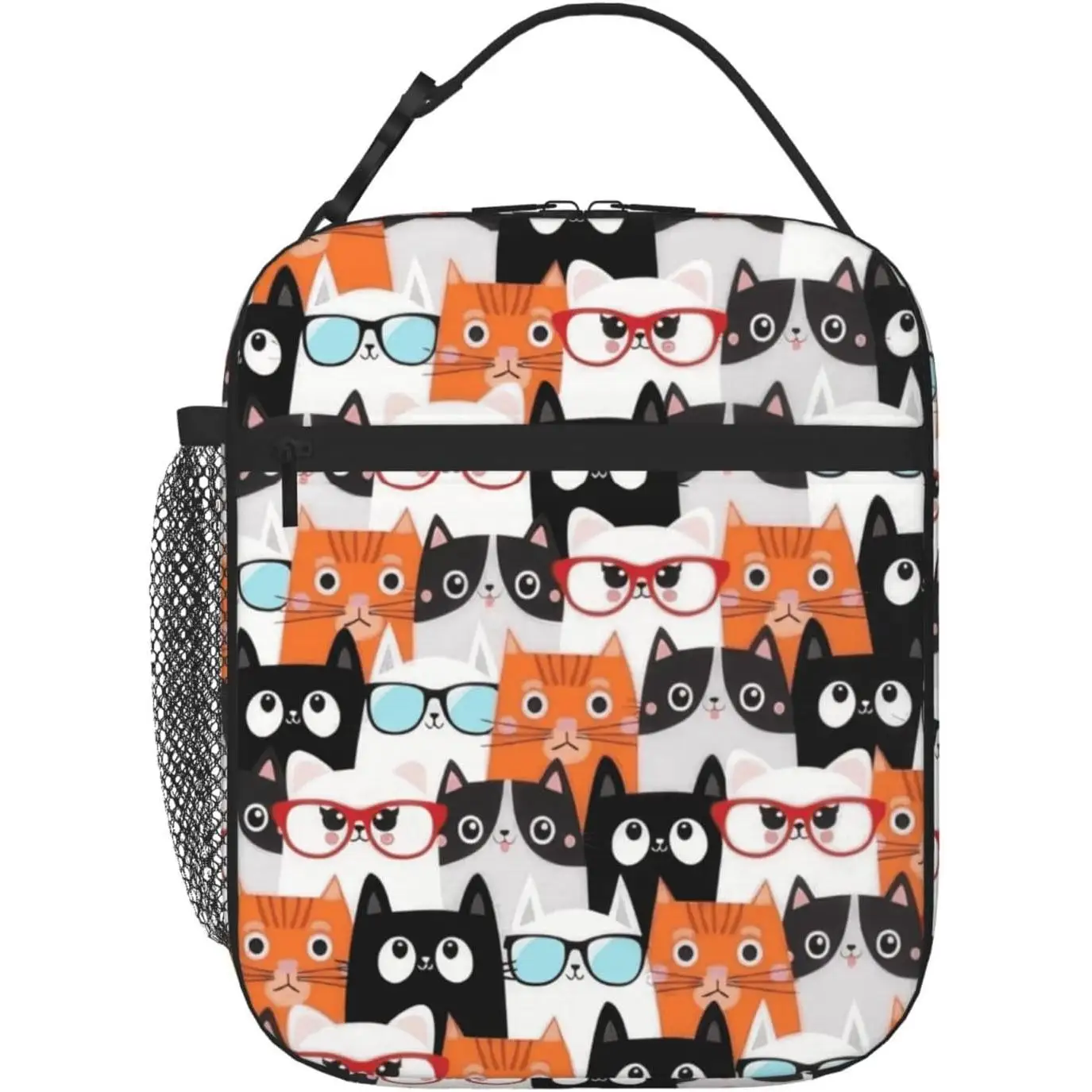 Cat Lunch Box for Kids Adult Insulated Lunch Bag Kitten LunchBag Box for Work Cooler Tote LunchBoxes Keep Food Fresh and Warm