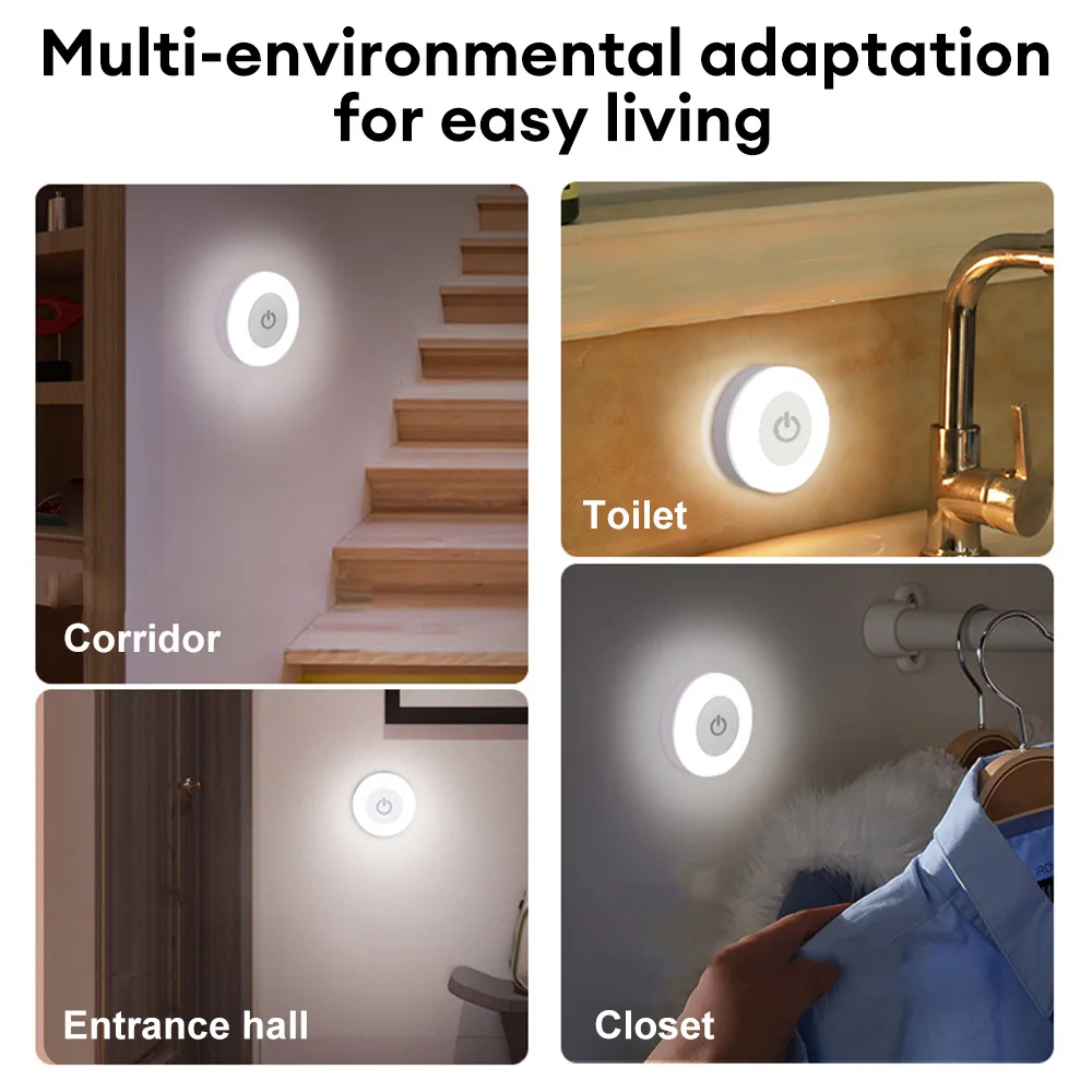 LED Touch Sensor Night Light Rechargeable Under Cabinet Light Dimmable Bedside Light Magnetic Wall Lamp Corridor Stairs Light