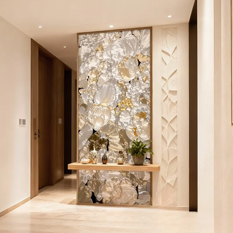 Handmade enamel art glass screen bedroom living room European style decorative painting entrance partition wall
