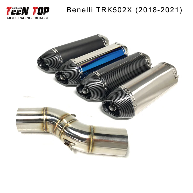 Motorcycle Slip-on Exhaust For Benelli TRK 502X TRK502X Exhaust Pipe 2018-2021 Escape Moto Exhaust Muffler Escape Moto Mid Tube