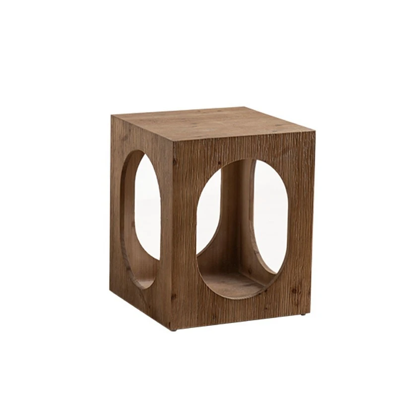Retro and old solid wood storage corner table, light luxury living room, bedroom, bedside coffee table