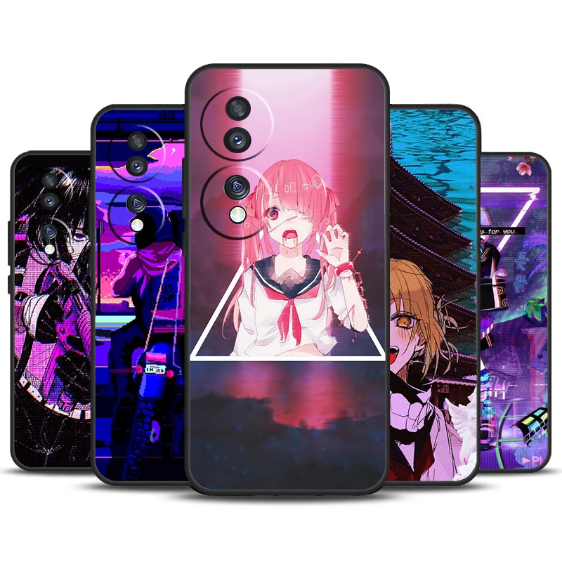 Anime Vaporwave Glitch Phone Case For Honor 90 Lite 70 50 Magic 5 6 Pro X6 X7 X8 X9 X6a X7a X8a X9a X9b X8b Cover