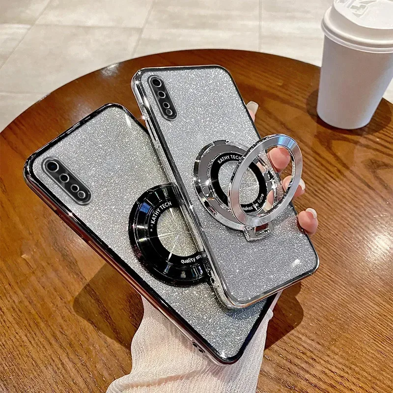 Для Vivo S1 1907 V1907 корпус гальванический мягкий блестящий чехол из ТПУ для задней панели телефона Роскошный чехол Vivo V1907 чехол для телефона кронштейн магнитный