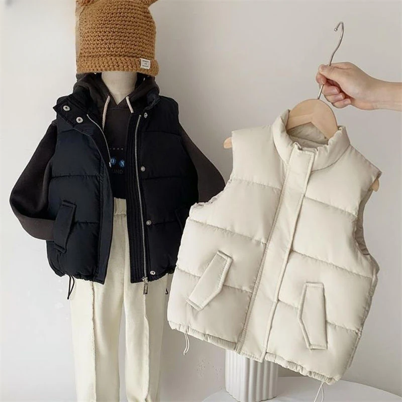 2023 Autumn/Winter Korean Casual Children's Down Jacket Sleeveless Cotton Jacket Men's and Women's Thickened Cotton Jacket