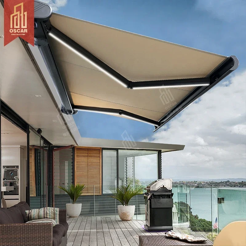 Sunshade Semi Cassette Automic Retractable Out Door Porch Awning For Terrace