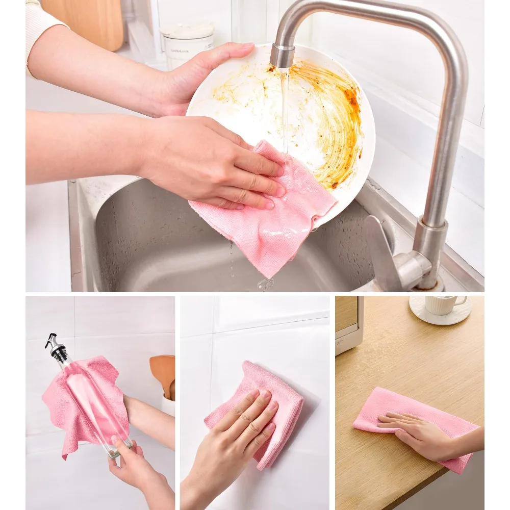 Tear-off Roll Kitchen Dishcloth Reusable Microfiber Cleaning Cloth Washable Multi-functional Durable Dish Towel for Household