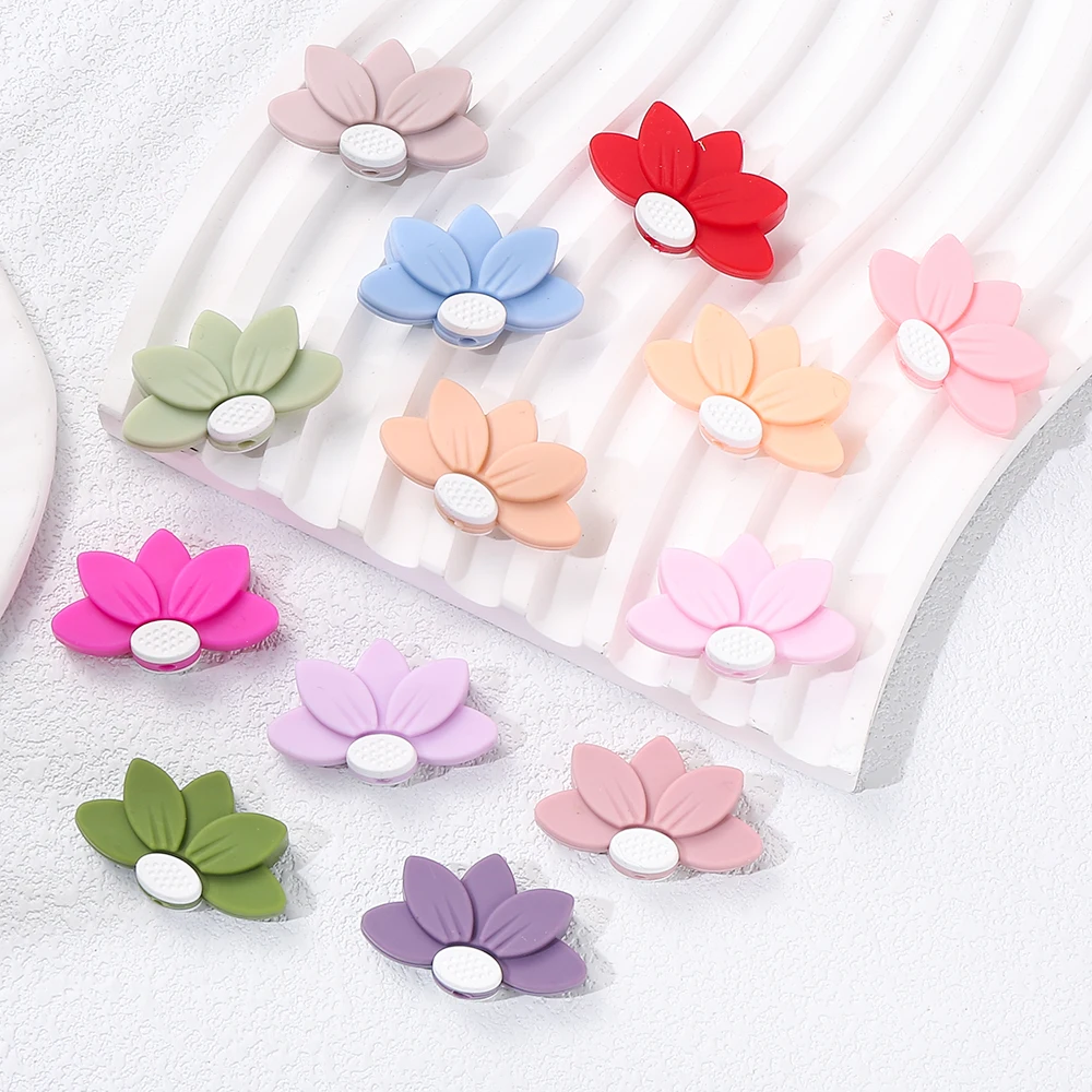 10Pcs New Silicone Beads Colored Petal Style Spacer Beads For Jewelry Making Diy Handmade Pen Teether Toy Bracelet Accessories