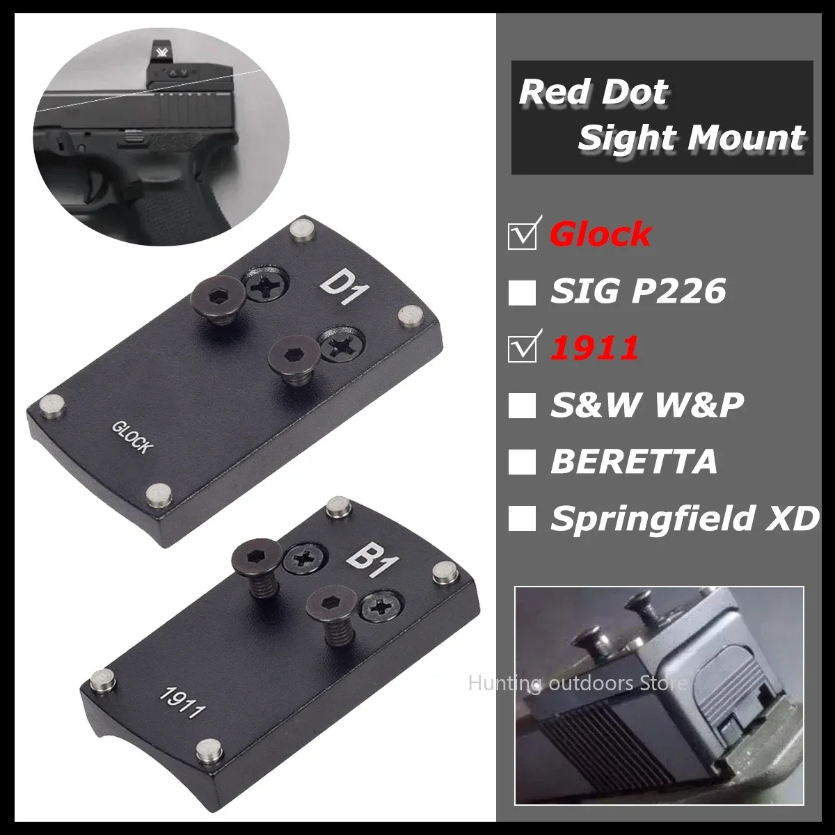 

Tactical Ve-nom Pistol Colt 1911 Glock 17 19 20 22 Reflex Sight Mount Adapter for Sight-mark Burris Red Dot Scope