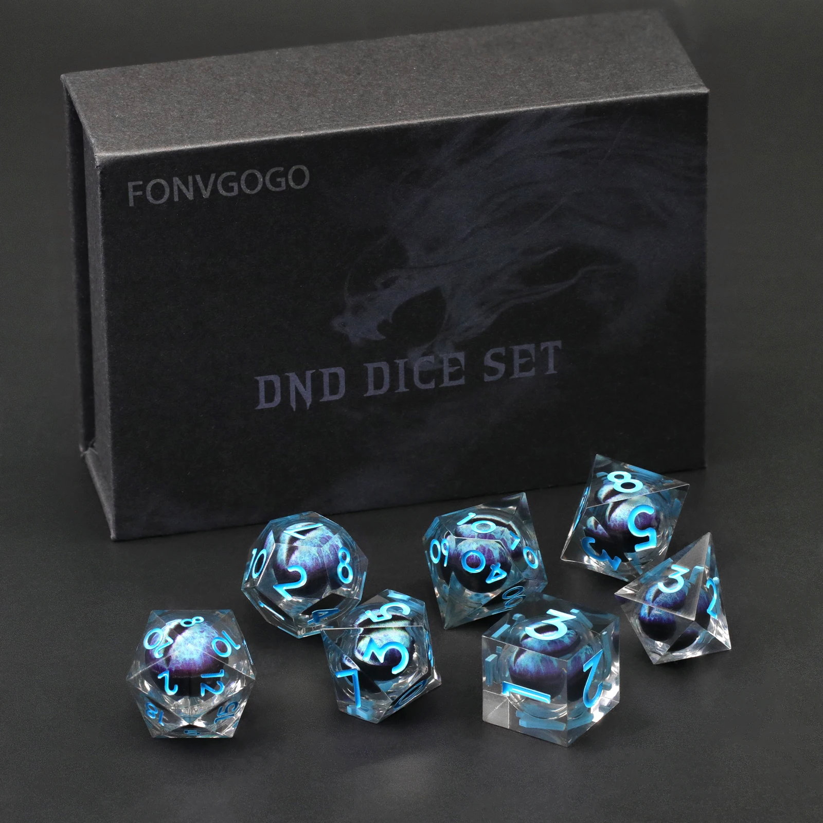 Resin Sharp Edge DND Dice Set ZHOORQI Polyhedral Dice for Dungeon and Dragon Role-Play Game yahtzee RPG Dice