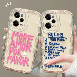 More Amor Por Favor Clear Case For Xiaomi Redmi Note 13 12 11 Pro Plus 4G 5G 12S 11S 10 10S 9 9S 8 13C 12C 10C 3D Wave Cover