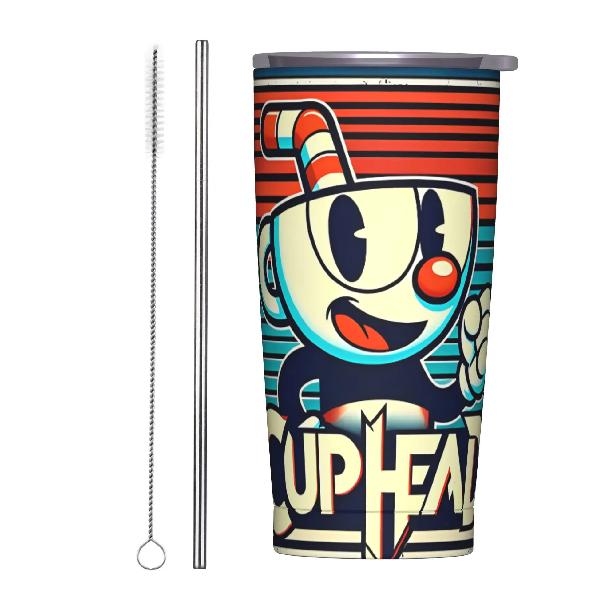 Cuphead Don't Deal with the Devil Tumbler Vacuum Insulated Game Coffee Cups Stainless Steel Smoothie Tea Mugs Spill Proof, 20oz