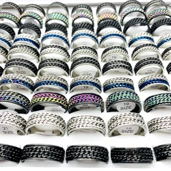 10pcs Rotatable Chain Rings For Men and Women 316L Spinner Stainless Steel Fashion Jewelry Party Gift